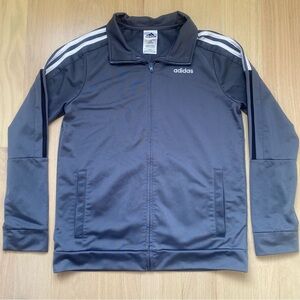 Adidas Boys Jacket in Dark Gray with White Stripes Size  Large (14/16).